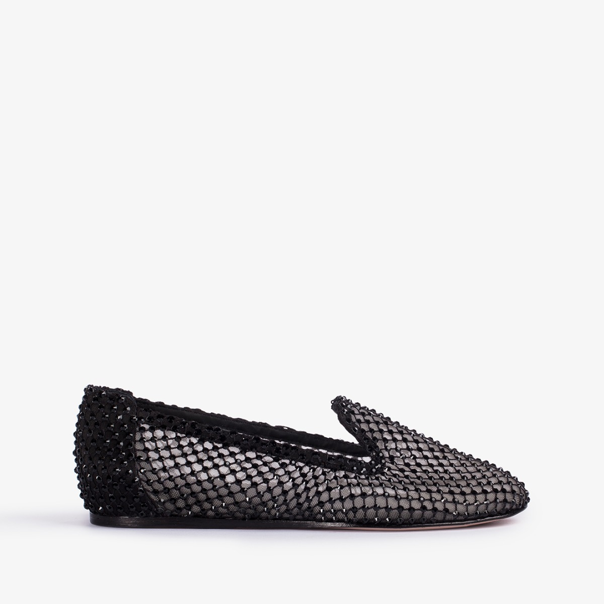 Black fishnet slipper with black Crystals - Le Silla