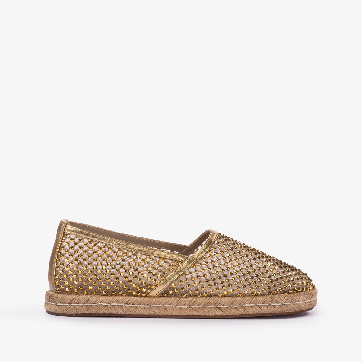 white and gold espadrilles