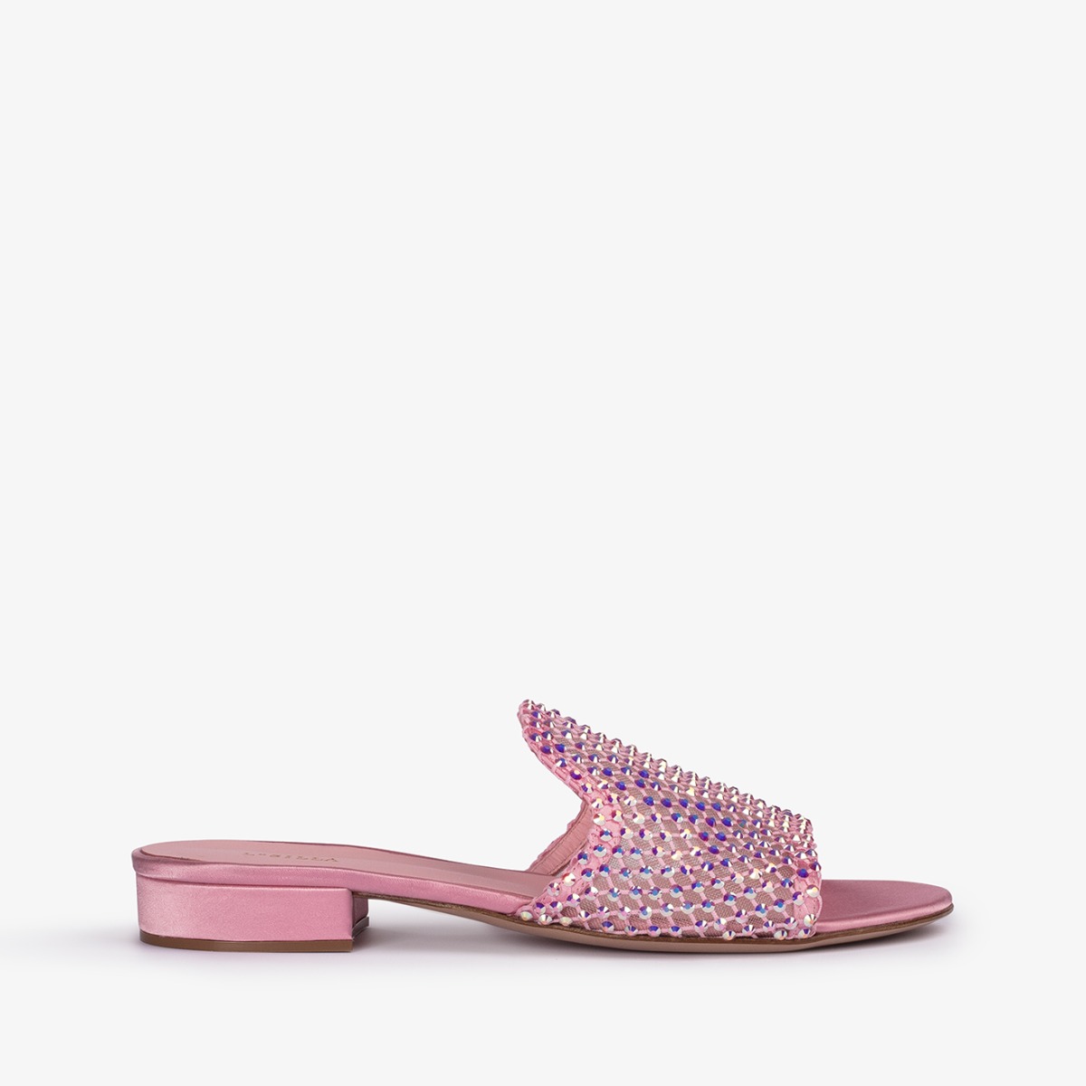 Goddess pink fishnet mule sandal with Crystals - Le Silla