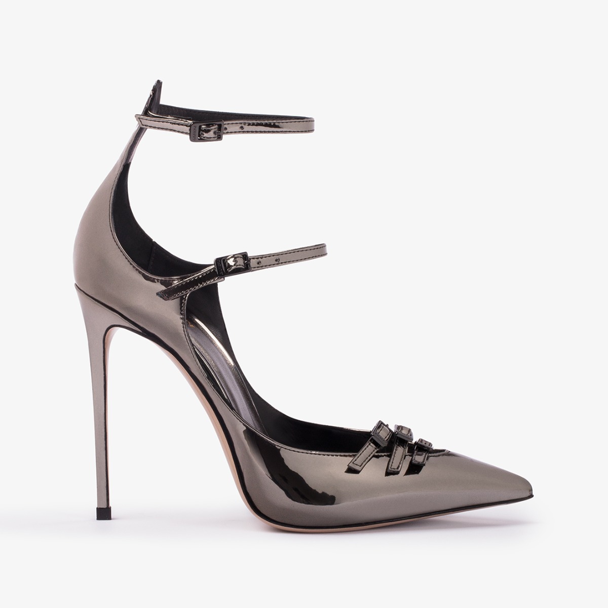 Pewter metallic pump with straps - Le Silla