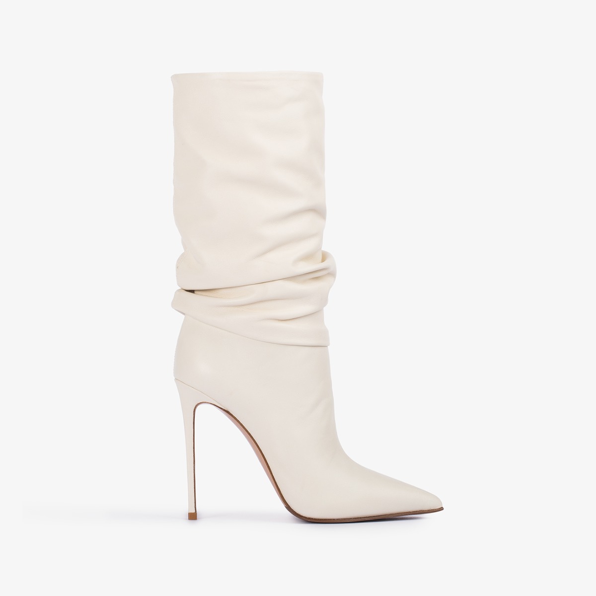 White leather stiletto boots on sale