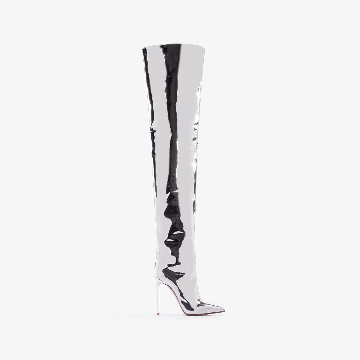 Silver metallic oversized over-the-knee boot - Le Silla