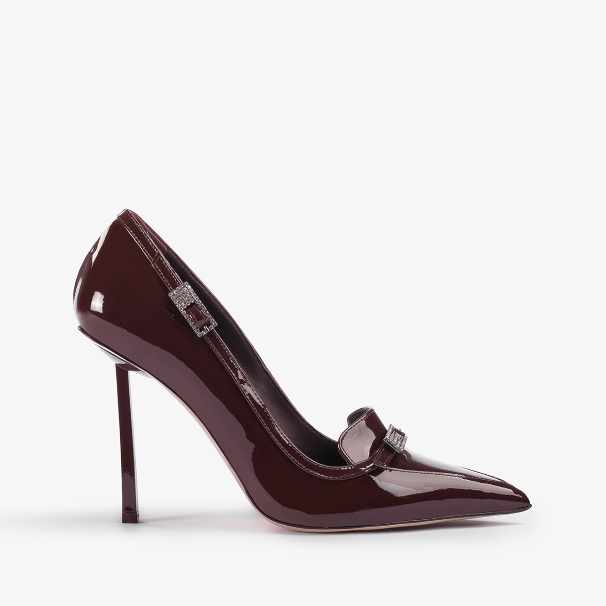 Dark chocolate brown patent leather loafer pump - Le Silla