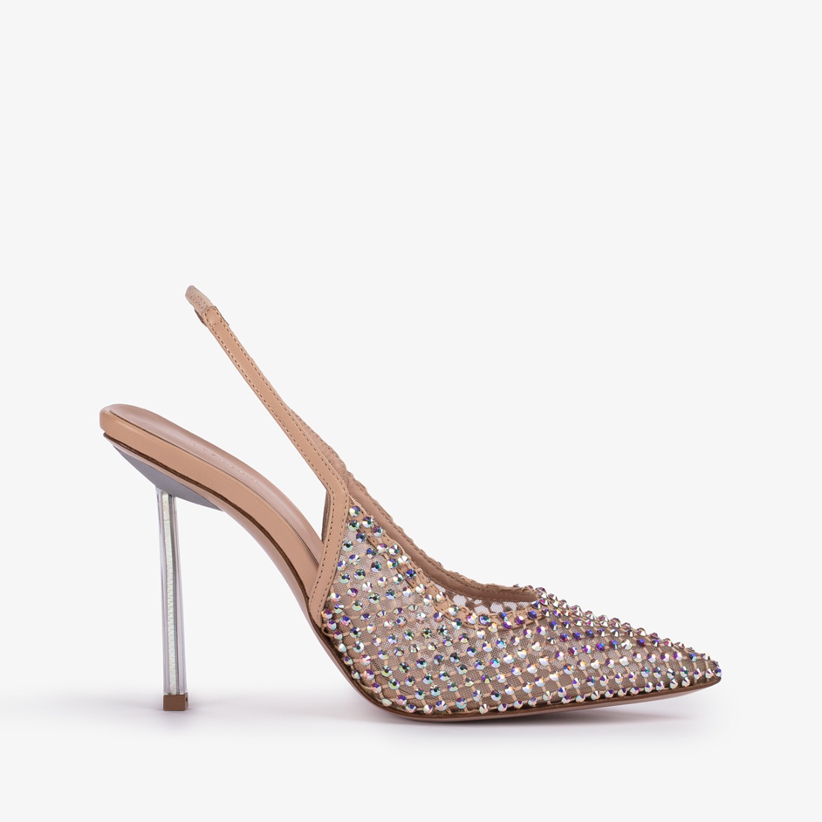 Skin nude fishnet slingback with Crystals - Le Silla
