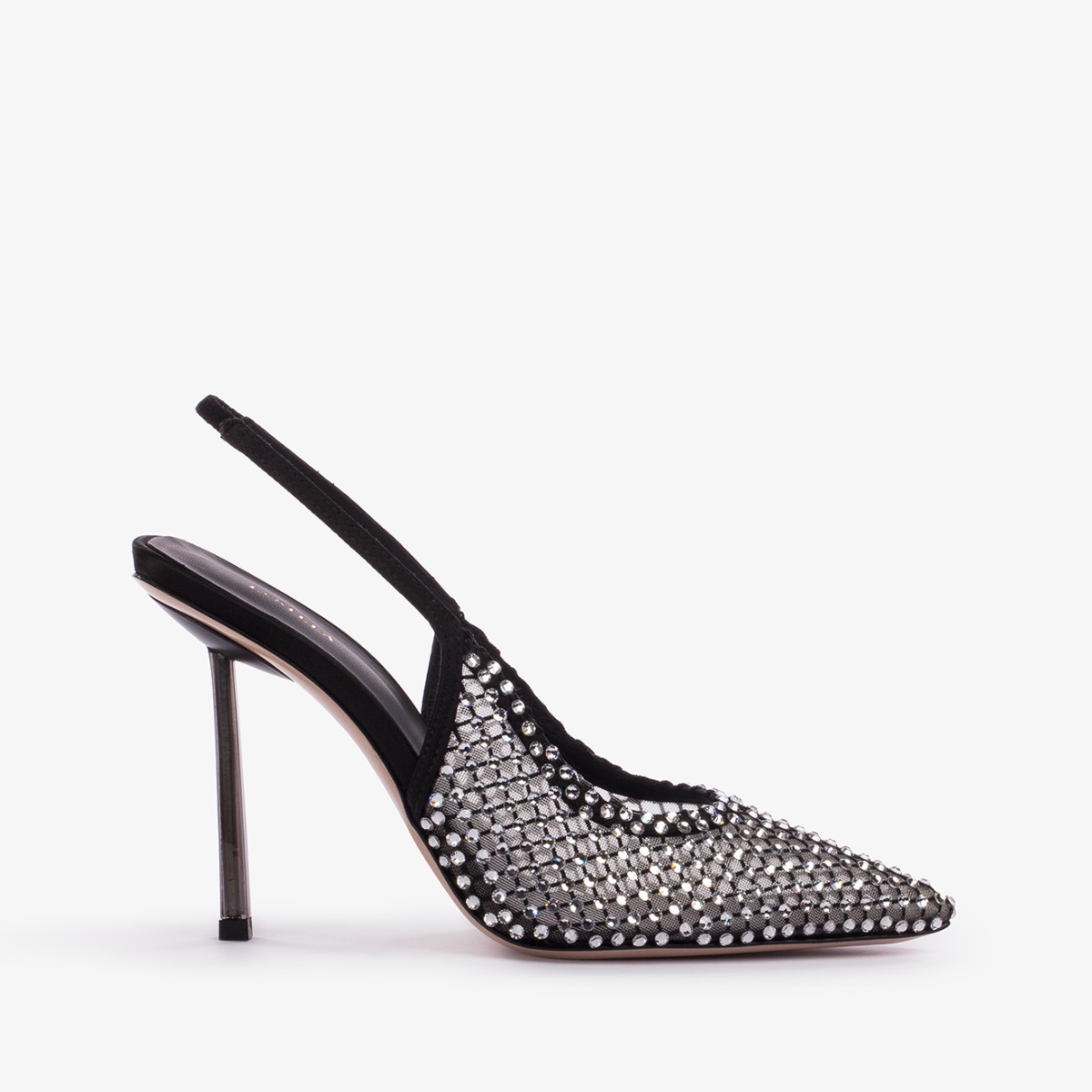 パンプス LE SILLA GILDA SLINGBACKS IN CRYSTAL-EMBELLISHED MESH GILDA SLINGBACK 100 mm NERO/CRYSTAL | Le Silla