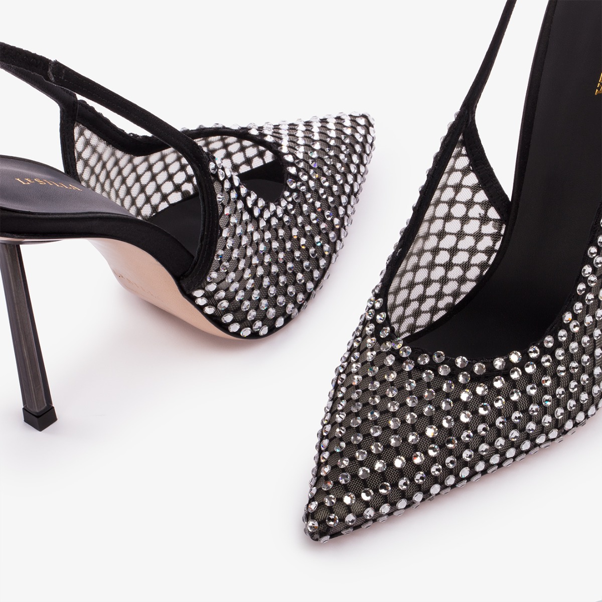 GILDA SLINGBACK 100 mm NERO/CRYSTAL | Le Silla