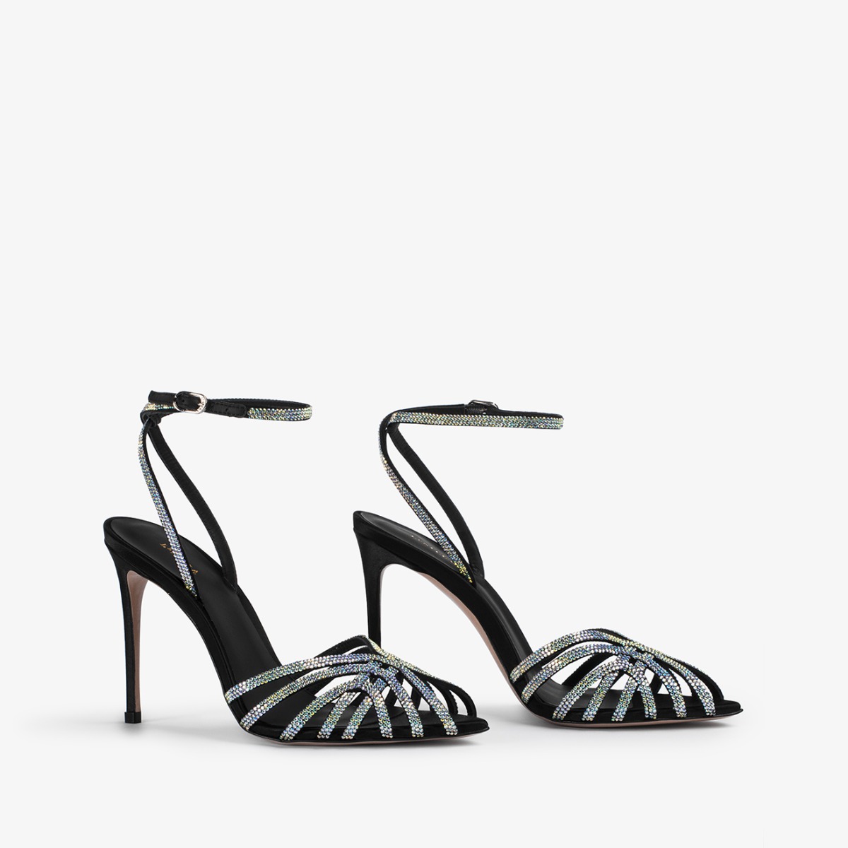 EMBRACE SANDAL 110 mm NERO/CRYSTAL | Le Silla