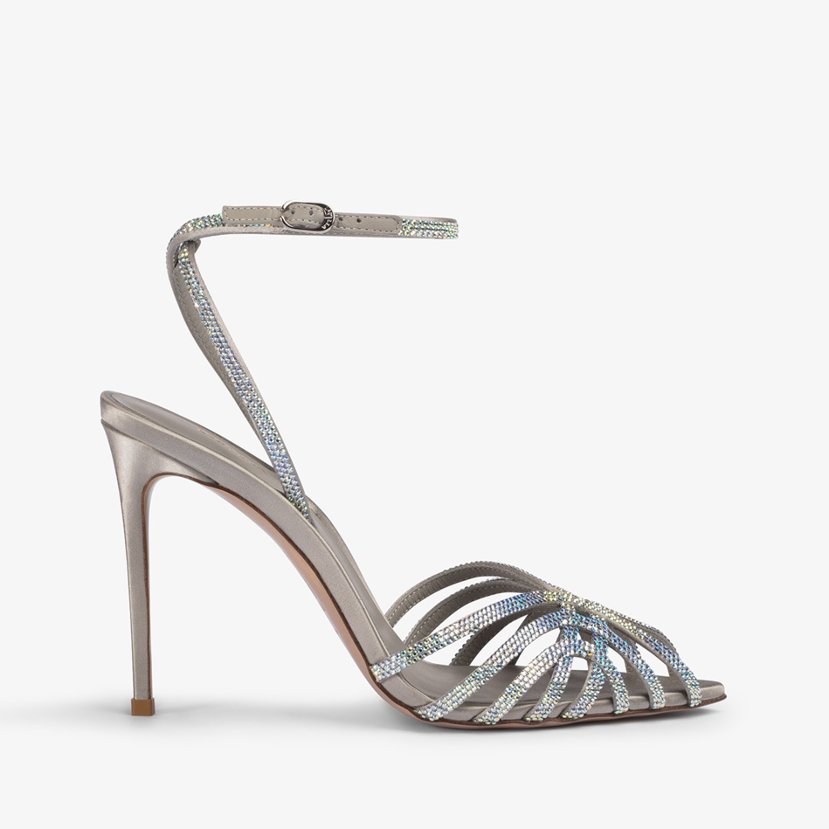 Silver satin sandals online