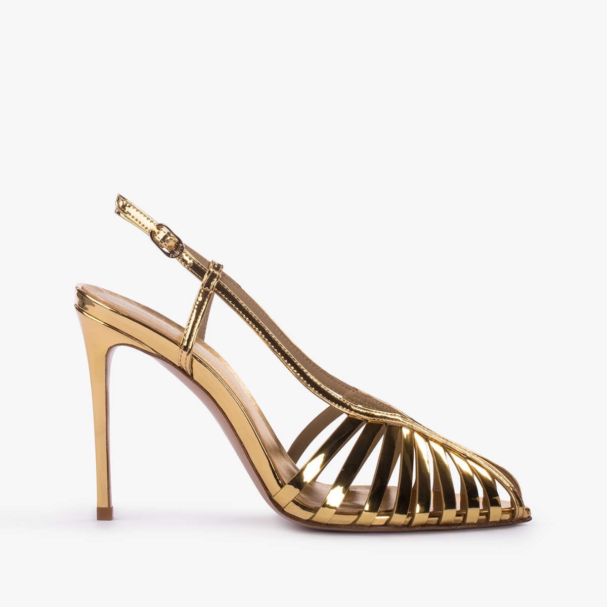 Nugget gold metallic slingback with straps - Le Silla