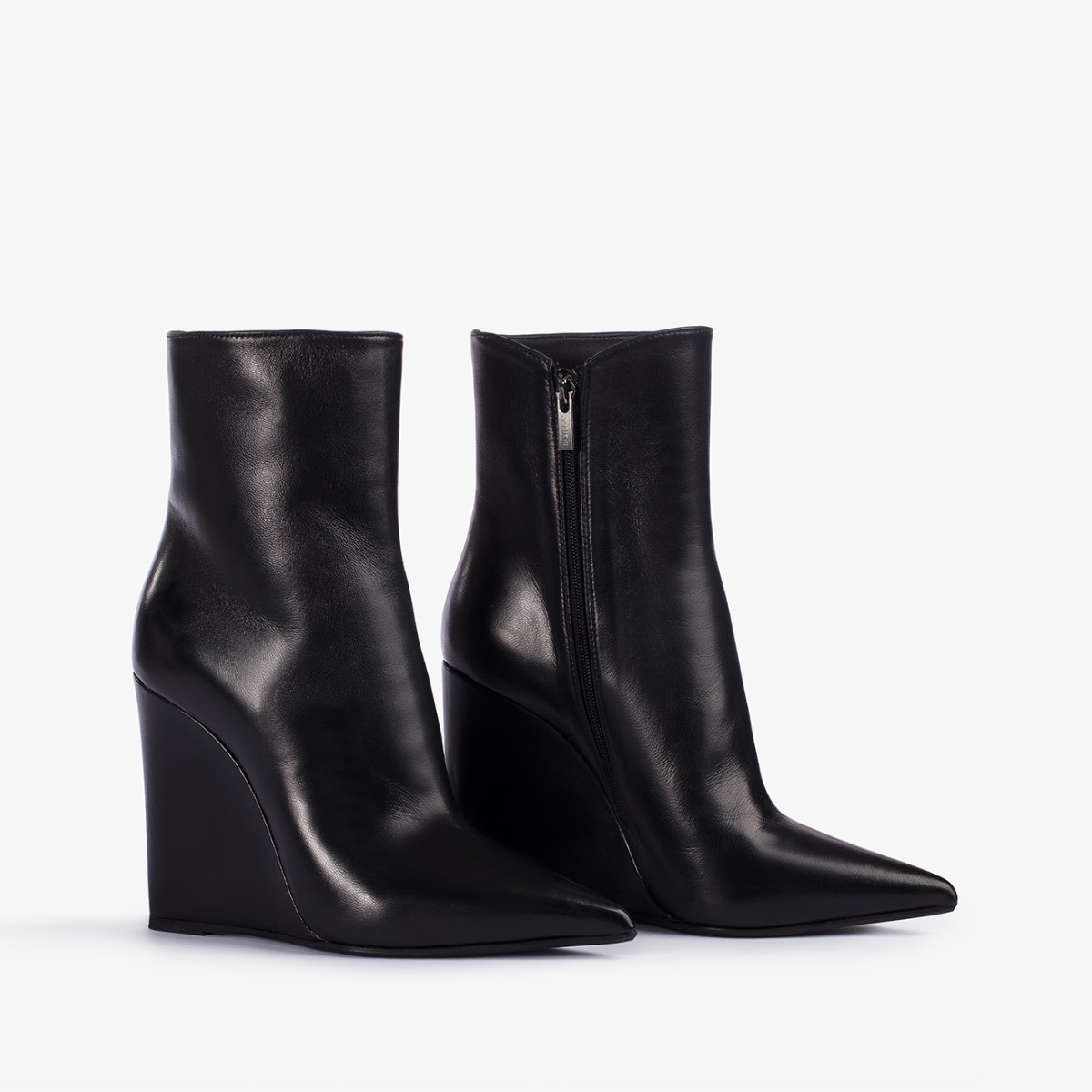 Patent leather wedge boots online