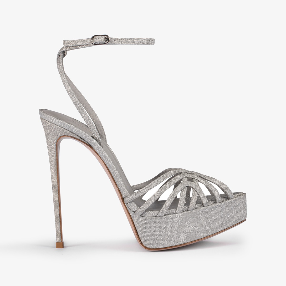 Silver glitter platforms top
