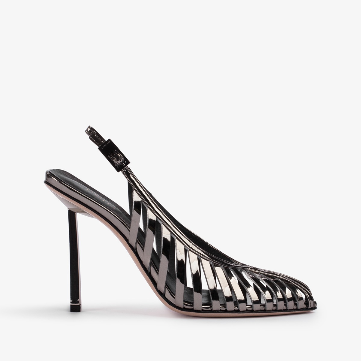 Pewter metallic slingback with straps - Le Silla