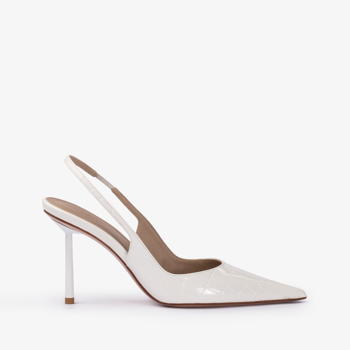 Paper white crocodile print slingback - Le Silla