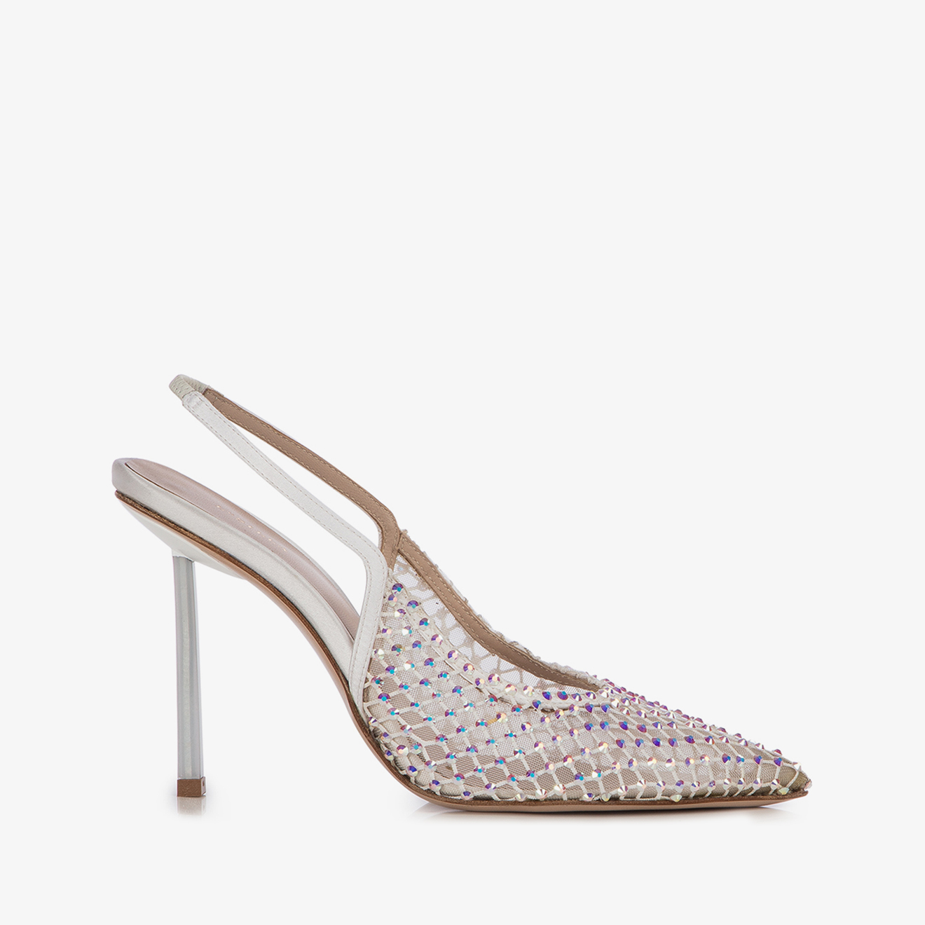 White fishnet slingback with Crystals - Le Silla