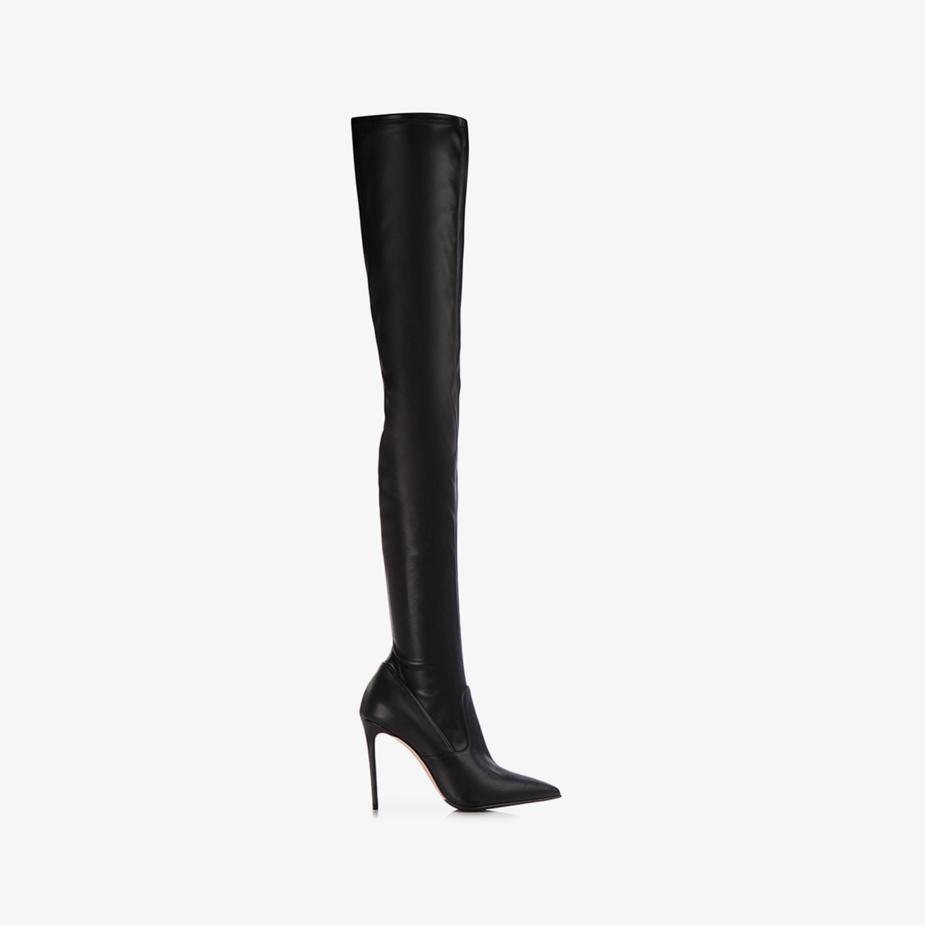 Black stretch vegan leather over-the-knee boot - Le Silla