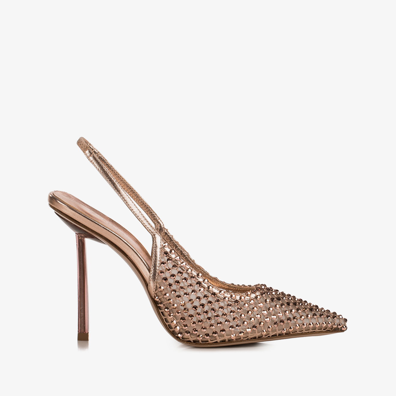 Gold pink fishnet slingback with Crystals - Le Silla