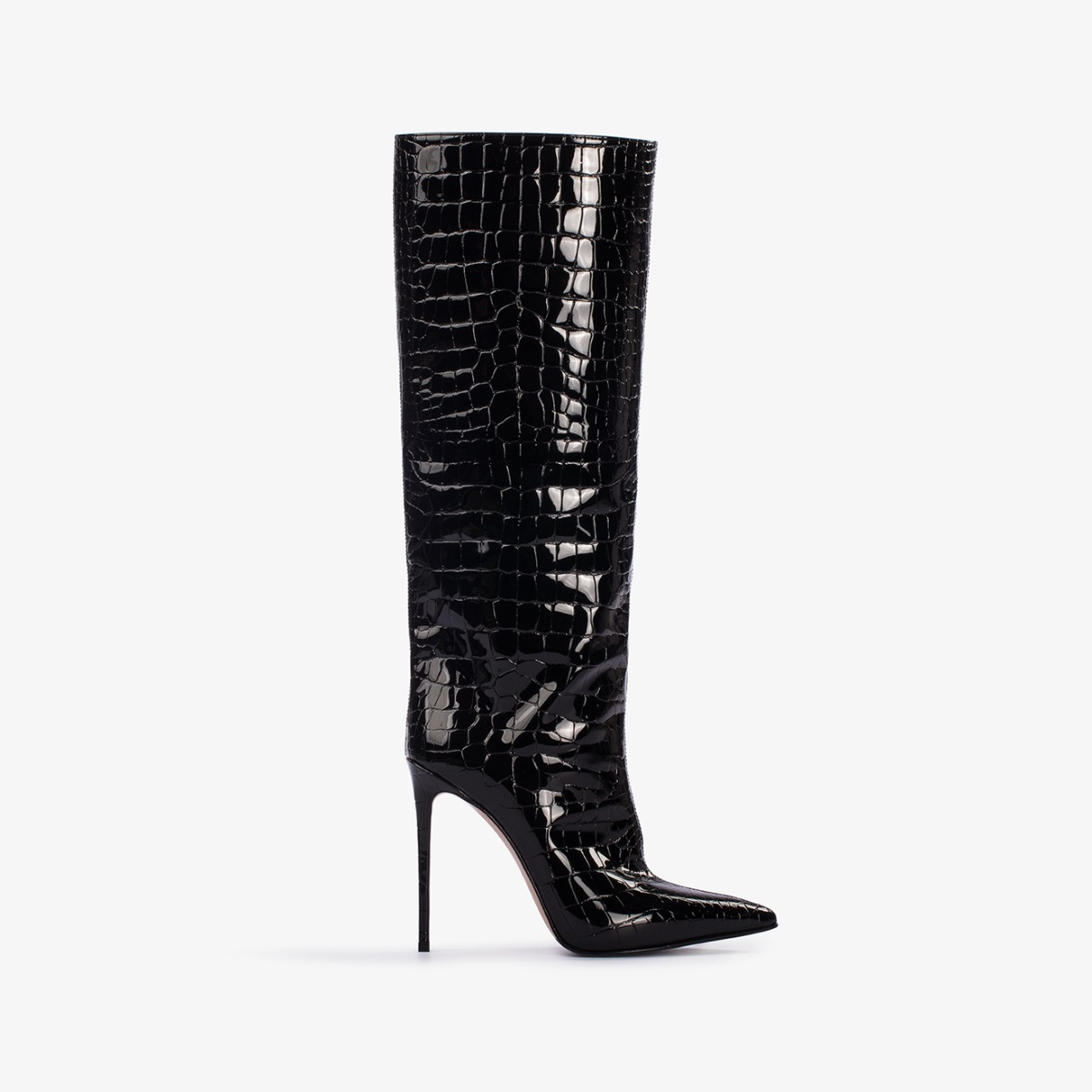 Black crocodile print knee boot Le Silla
