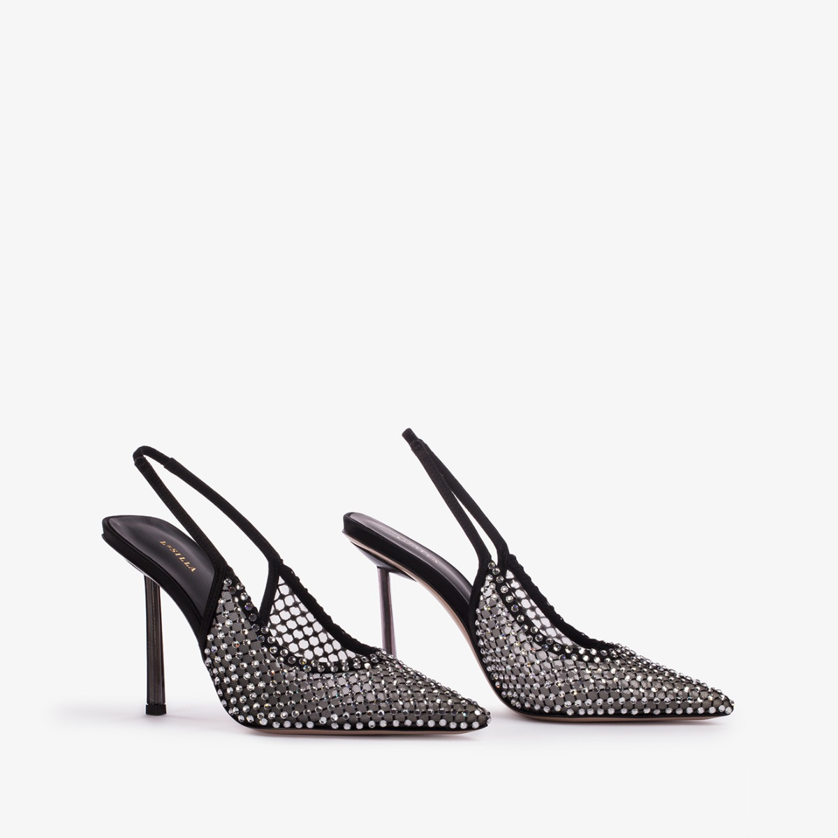 GILDA SLINGBACK 100 mm NERO/CRYSTAL | Le Silla