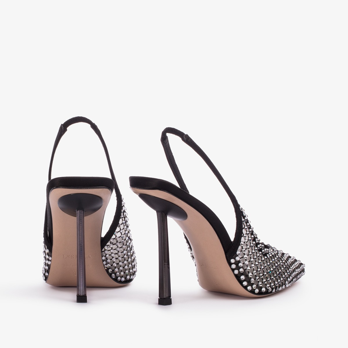 GILDA SLINGBACK 100 mm NERO/CRYSTAL | Le Silla