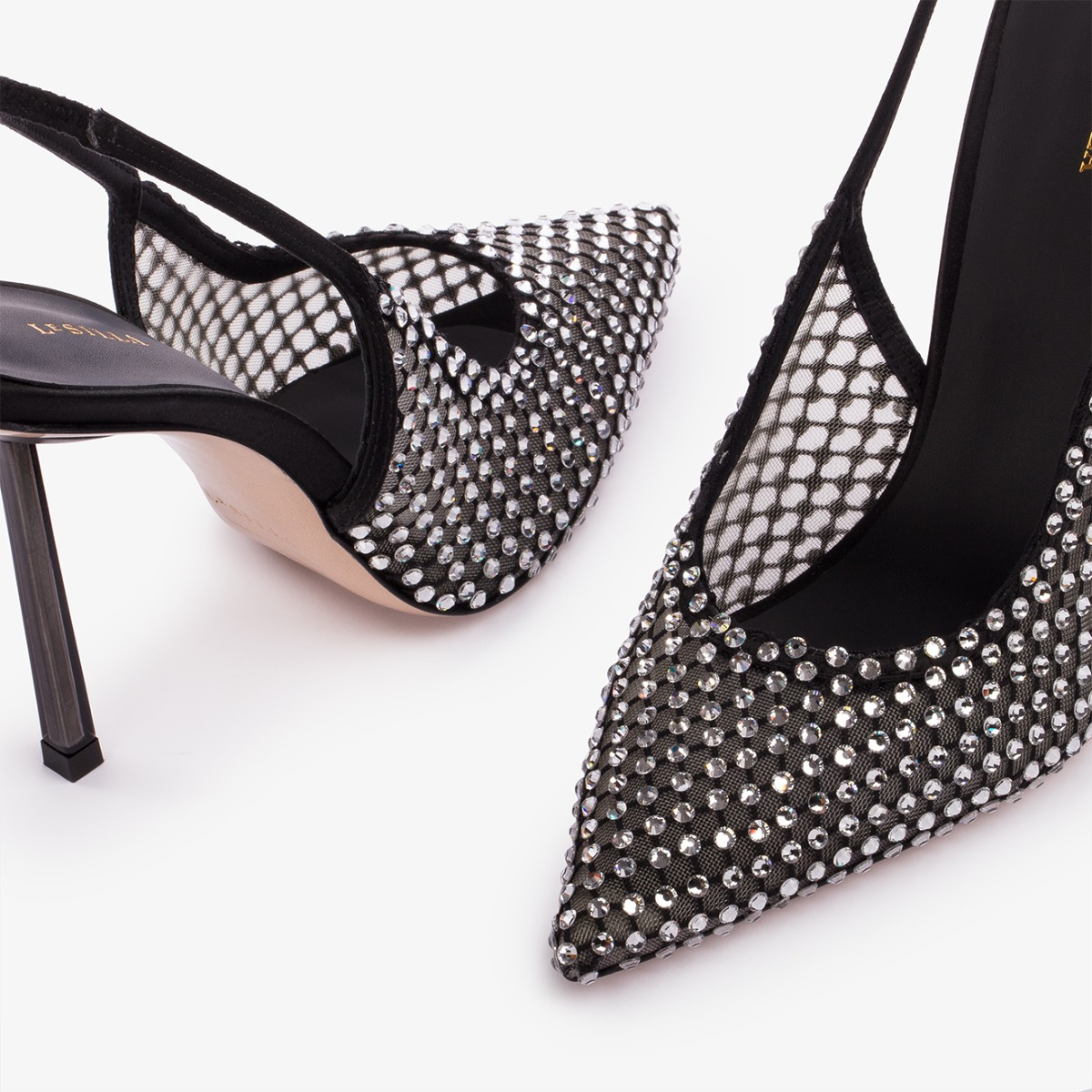 GILDA SLINGBACK 100 mm NERO/CRYSTAL | Le Silla