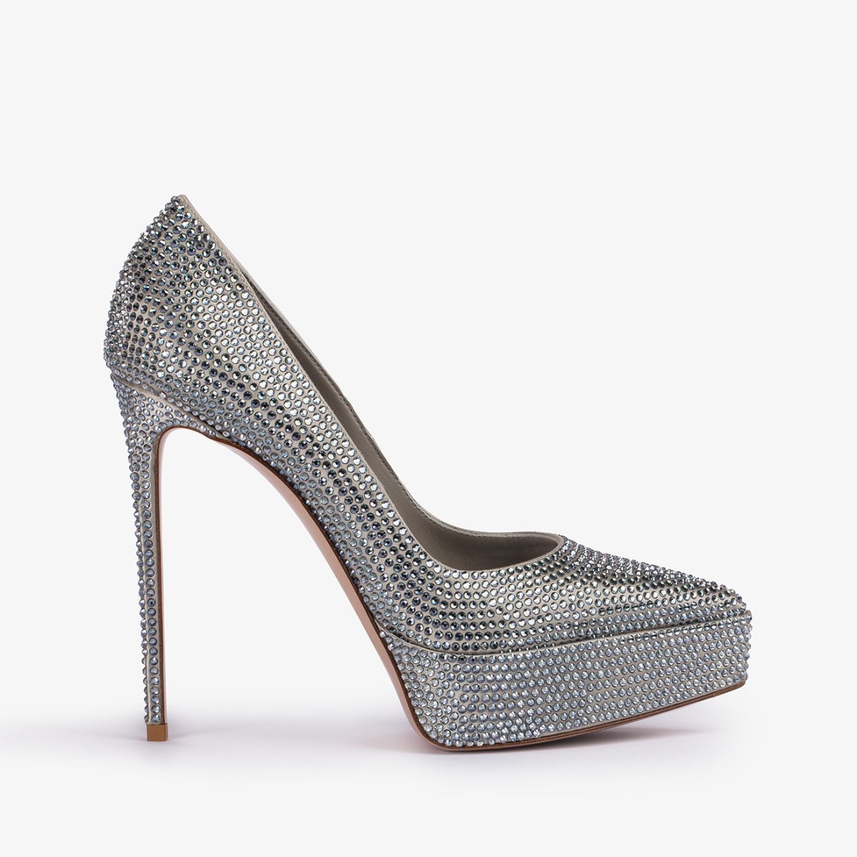 Silver satin pumps sale