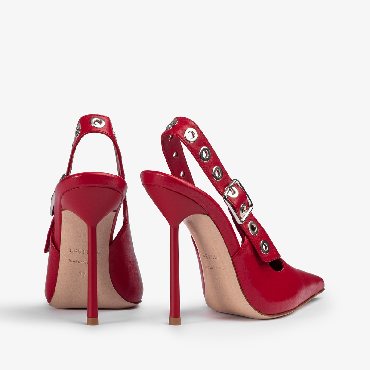 COURTNEY SLINGBACK 120 mm ROSSO/ARGENTO | Le Silla