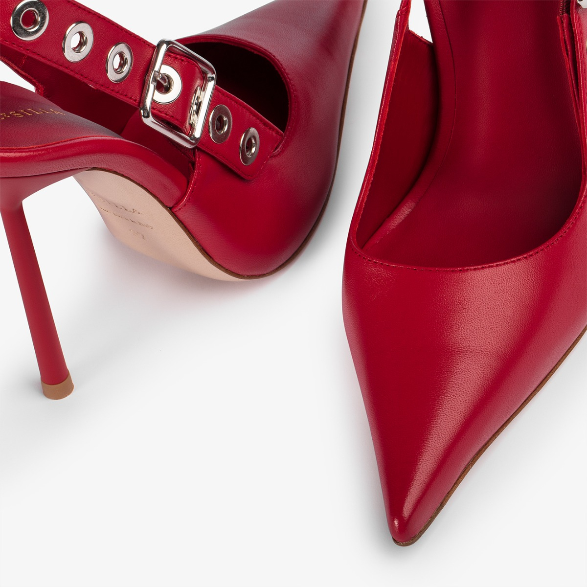 COURTNEY SLINGBACK 120 mm ROSSO/ARGENTO | Le Silla