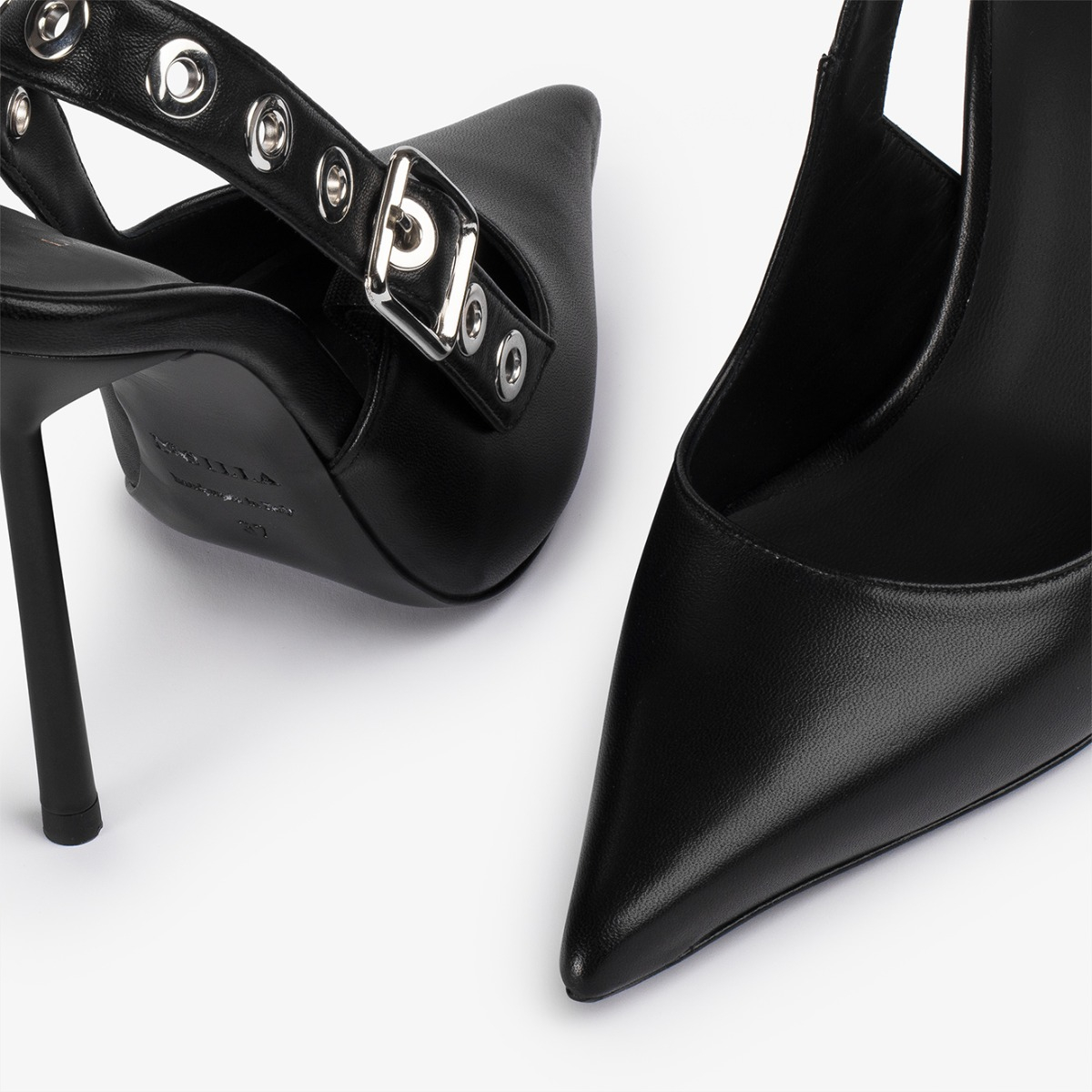 COURTNEY SLINGBACK 120 mm NERO/ARGENTO | Le Silla