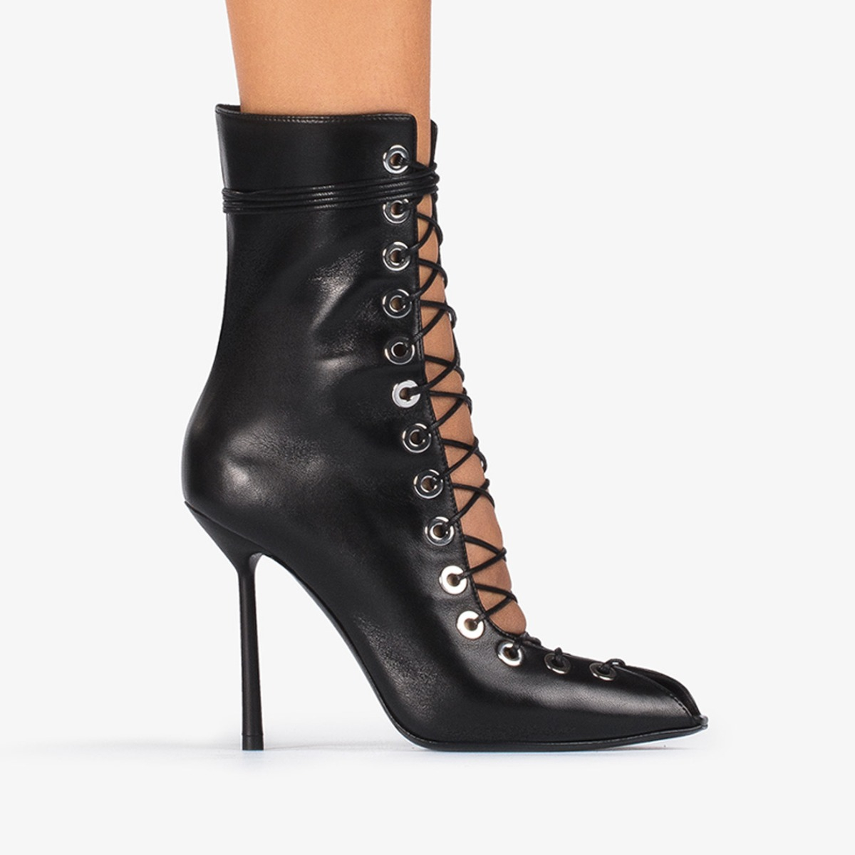 COURTNEY ANKLE BOOT 100 mm NERO/ARGENTO | Le Silla