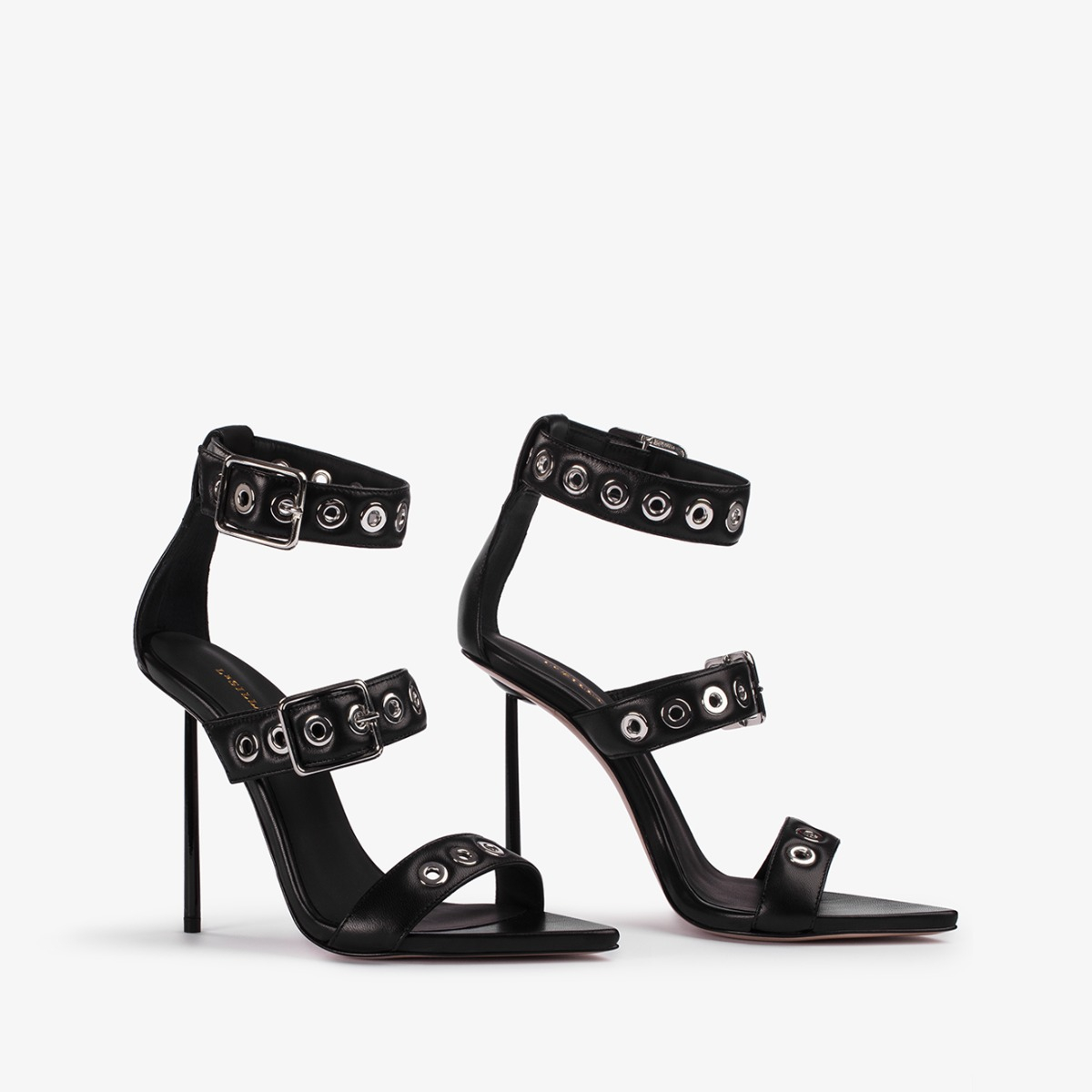 COURTNEY SANDAL 120 mm NERO/ARGENTO | Le Silla