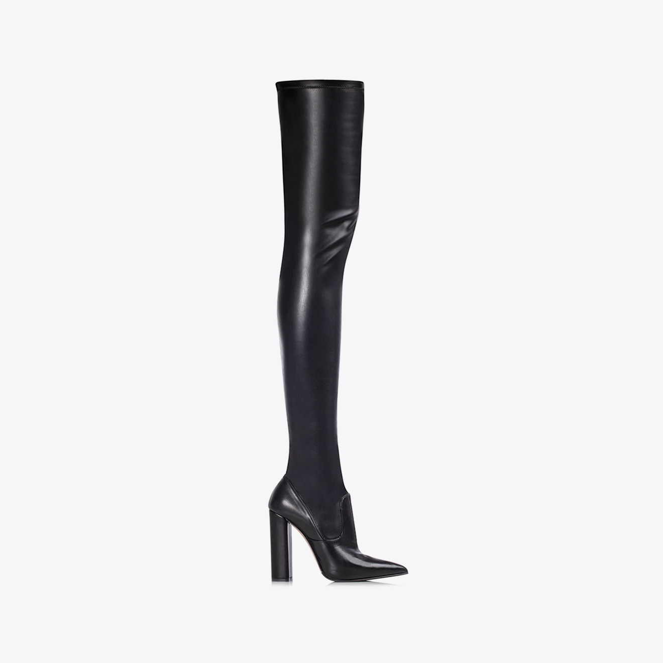 Black stretch vegan leather over-the-knee boot - Le Silla