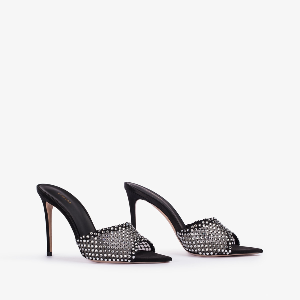 GILDA SANDAL 110 mm NERO/CRYSTAL | Le Silla