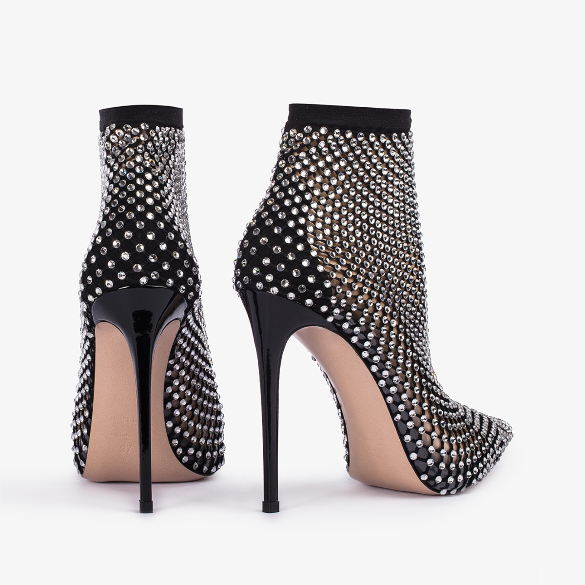 GILDA ANKLE BOOT 120 mm NERO/CRYSTAL | Le Silla