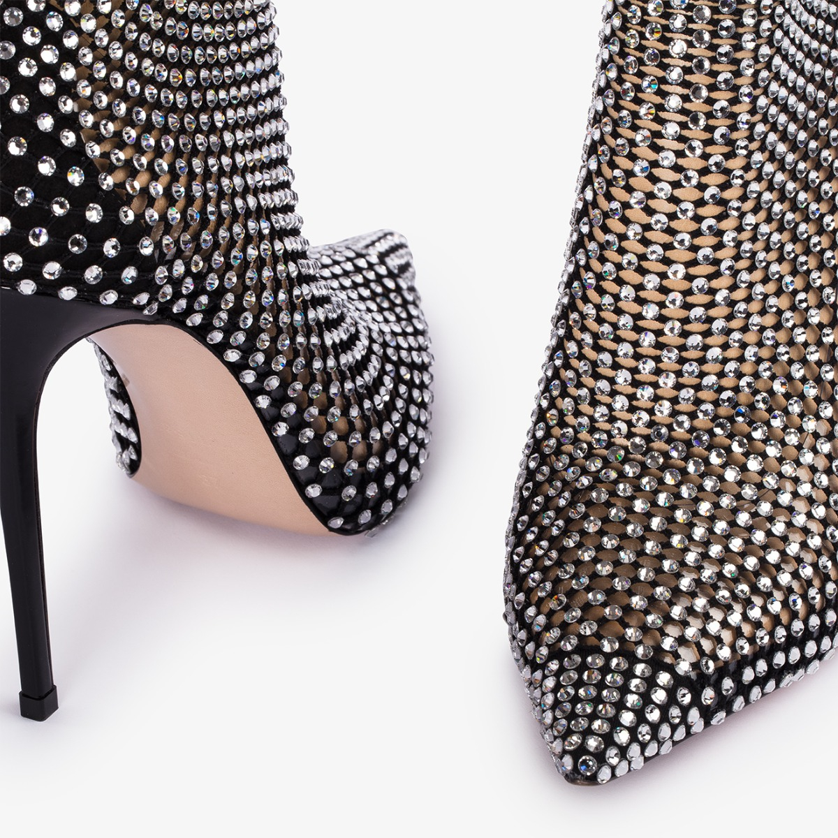 GILDA ANKLE BOOT 120 mm NERO/CRYSTAL | Le Silla