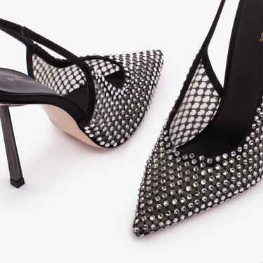GILDA SLINGBACK 100 mm NERO/CRYSTAL | Le Silla