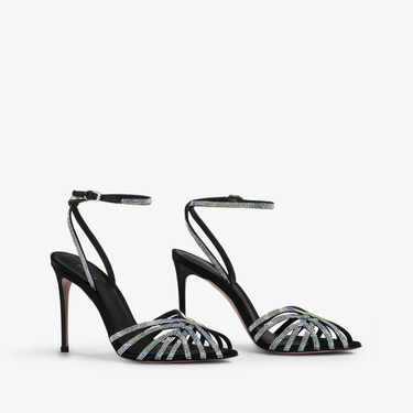 SANDALE EMBRACE 110 mm NERO/CRYSTAL | Le Silla