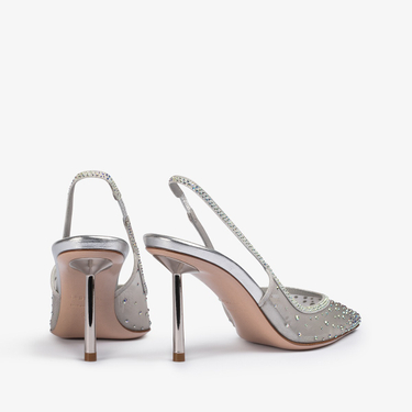 NICOLE SLINGBACK 80 mm ARGENTO | Le Silla