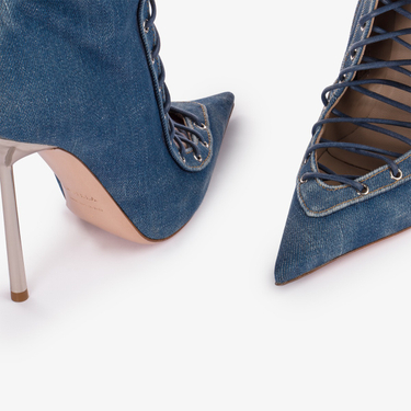 COLETTE ANKLE BOOT 120 mm BLUE/NIKEL | Le Silla