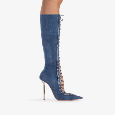COLETTE BOOT 120 mm BLUE/NIKEL | Le Silla