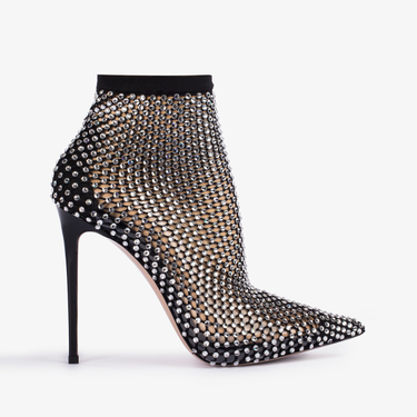 BOTTINE GILDA 120 mm NERO/CRYSTAL | Le Silla