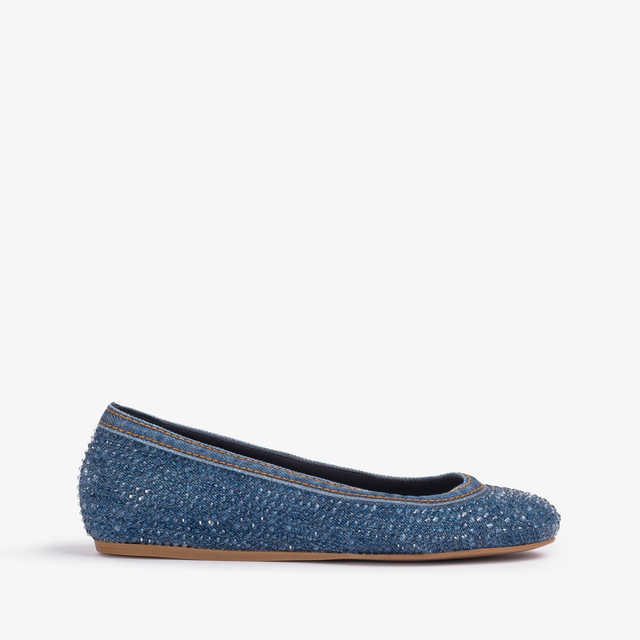 Le Silla Ballerina gioiello denim blu con Cristalli