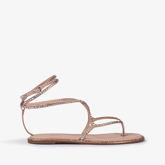 Le Silla Sandalo raso nude phard con Cristalli