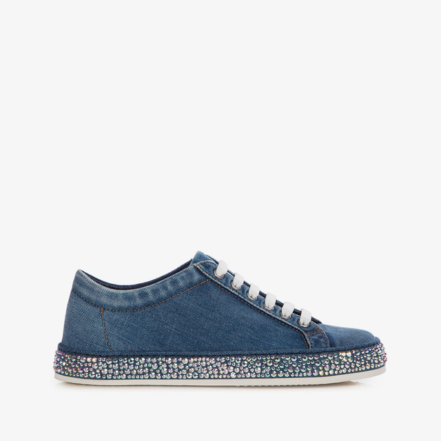 Le Silla Sneaker denim blu con Cristalli