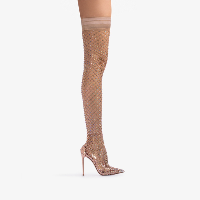 Le Silla Stivale sopra il ginocchio calza nude skin con Cristalli