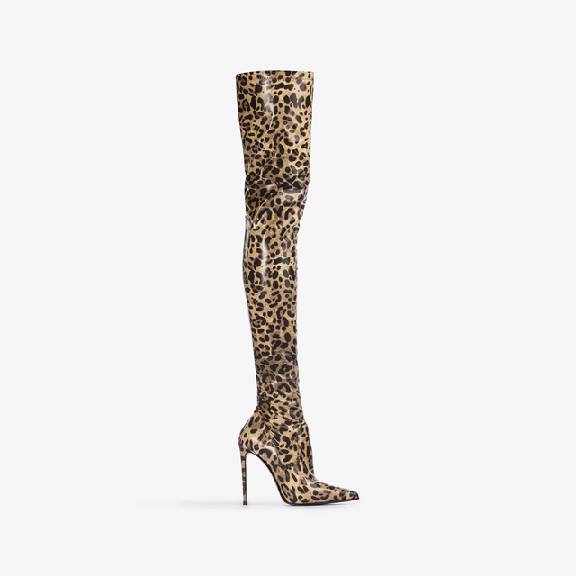 Le Silla Stivale sopra al ginocchio vinile stampa leopardata