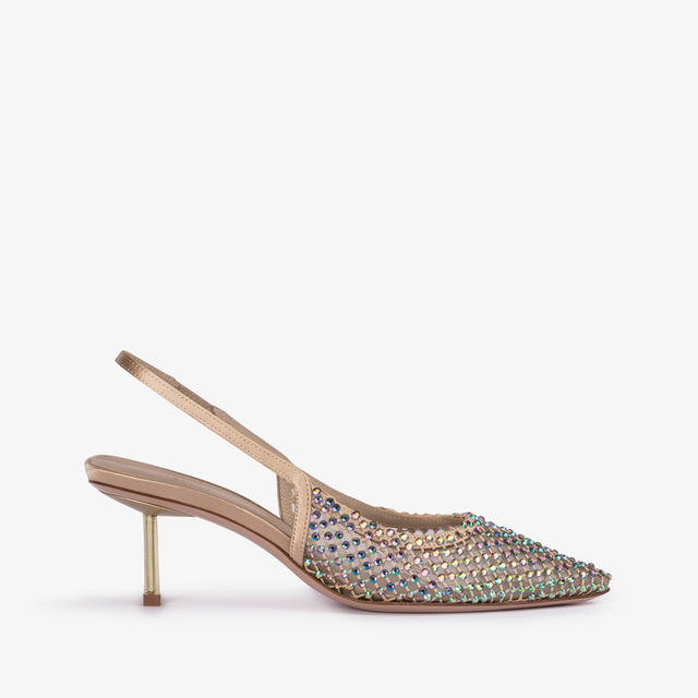 Le Silla Slingback gioiello rete oro e Cristalli iridescenti