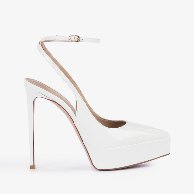 Le Silla Slingback con plateau vernice bianca