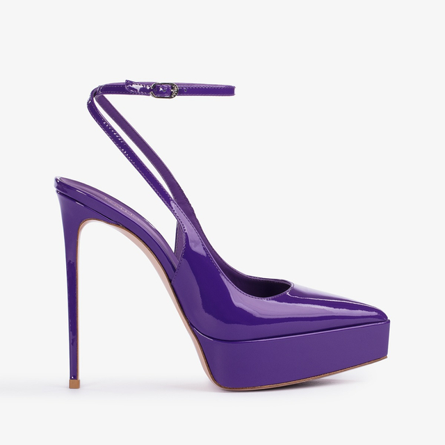 Le Silla Slingback con plateau vernice viola queen