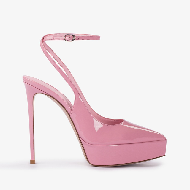 Le Silla Slingback con plateau vernice rosa dea