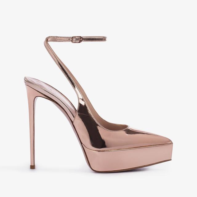 Le Silla Slingback con plateau metallizzata oro rosa